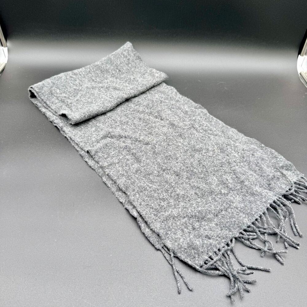 Polo Ralph Lauren 100% Lambswool Scarf Heather Gray Made in Scotland Pony Logo